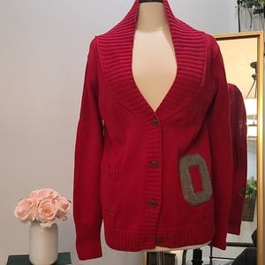 Red Ohio State Block "O" varsity sweater